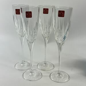 RCR Cristalleria Italiana for Disaronno Champagne Flutes Set of 4 Crystal 9.25"